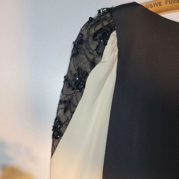 ANN Lawrence vintage black and white sequins shoulder detail dress. Size 6 - Picture 3 of 7